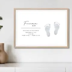 【２枚セット】 命名書 手形 足形 誕生日 一歳 ハーフバースデー .841