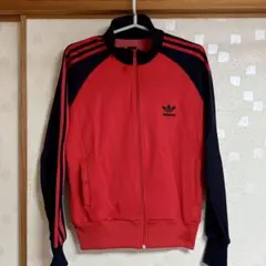 adidas ジャージ　赤 黒 ジップアップジャケット　Mサイズ
