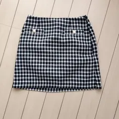 GU 黒と白のチェック ミニスカート　М