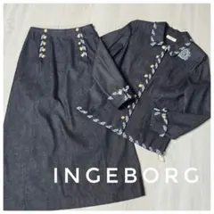 未使用　インゲボルグ　デニムスーツ　セットアップ　水玉　花モチーフ　ピンクハウス