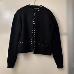 8月30日まで出品【美品】ツルバイマリコオイカワ　パール　カーディガン 未使用品 ツルバイマリコオイカワ パールカーディガン アイボリー