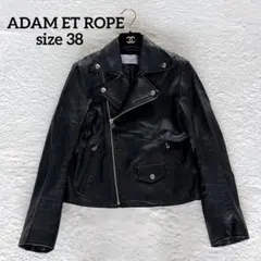 美品✨【アダムエロペ】ラムレザーダブルライダースジャケット 羊革 ブラック 38