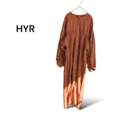 HYR デザインシャツワンピース【F】オレンジ ふんわり ボリューム袖