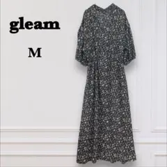 美品【グリーム gleam】花柄 総柄 ロングワンピース（M）フレア 小花柄