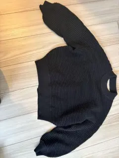 リブ編み黒長袖セーター サイズフリー