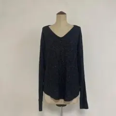 ダークグレー Vネック 長袖ニット