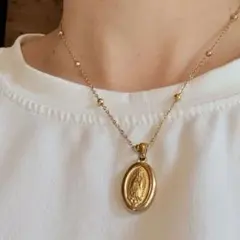 サジカルステンレス メダイ ネックレス ゴールド ドットチェーン付けっぱなしOK