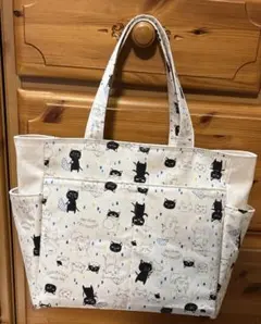 ハンドメイド 両サイドポケット付きトートバッグ