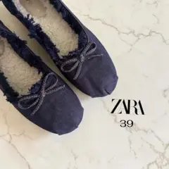 ZARA デニム　フラットシューズ バレエシューズ　39