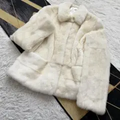 美品 コペンハーゲン 毛皮 ミンクファー オフホワイト ファーコート 近年人気モデル コペンハーゲン ミンク ファーコート L 横段 軽量 毛皮