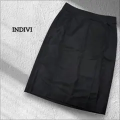 INDIVI インディヴィ　膝丈スカート　ブラック　オフィス　フォーマル　Sのサムネイル