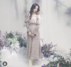 PRIVEVE フラワーシャーリングスリーブワンピース