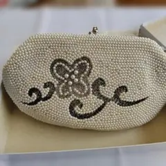 昭和レトロ ビーズバッグ 白