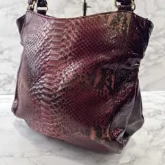 pelle sacca 蛇革 パイソンレザー×パテントレザー ハンドバッグ