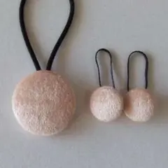 くるみボタン　ヘアゴム　親子セット　ベロア　ピンク