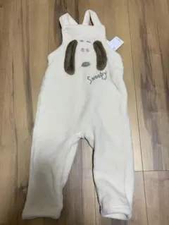 新品スヌーピー フリースオーバーオール 90