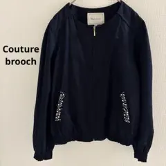 Couture brooch 　ノーカラージャケット ビジュー　ネイビー　Mのサムネイル