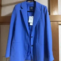 ZARA テーラードジャケット ブルー Mサイズ
