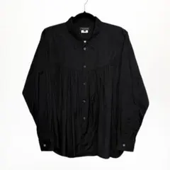 コムデギャルソン オムプリュス 20SS 綿ブロード ギャザーブラウス 黒 S