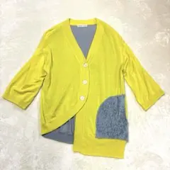 TSUMORI CHISATO バイカラー カーディガン アシメトリー　五分袖のサムネイル