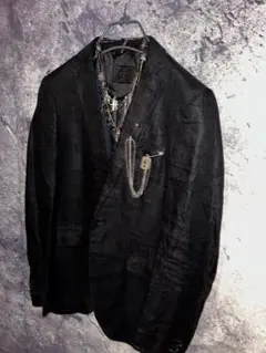 スーツ　テーラードジャケット　舞台衣装 y2k archive 麻　BLACK