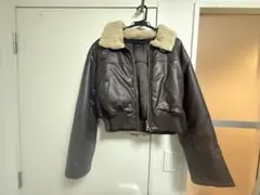 EMODA フェイクレザーボアブルゾン(ブラウン)