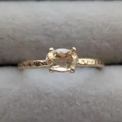 宝石質シトリンAAA ファセットカット フリーリング 指輪 天然石 真鍮 槌目