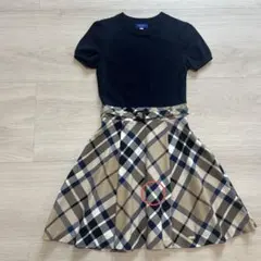 BLUE LABEL 半袖ワンピース ネイビー/チェック