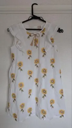 【美品】petit main ひまわり刺繍 ワンピース 130