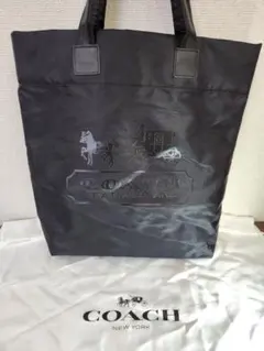 【美品】COACH コーチ ナイロン×レザートートバッグ エコバッグ ブラック