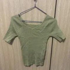 【GRL】前後2way半袖リブニットMサイズ