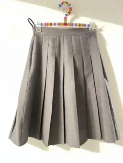 プリーツスカート　膝丈　スカート　Sサイズ　グレー　秋冬