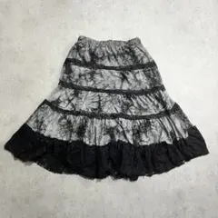 フレアスカート レース ウエストゴム モノトーン フェミニン フェアリーグランジ