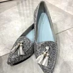 ESPERANZA グリッター タッセル フラットシューズ　ラメ　ローヒール新品のサムネイル