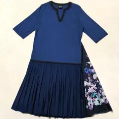 月末セール♡iS ScoLar プリーツデザイン切り替えワンピース 花柄 М