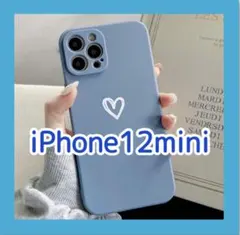 iPhone12mini iPhoneケース ブルー ハート 手書き 青 紺