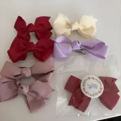 カラフルリボンヘアピン7個セット