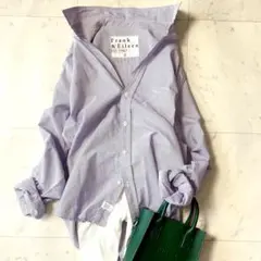 極美品 フランク＆アイリーン 人気Sサイズ 紫 ミックスストライプシャツ L相当