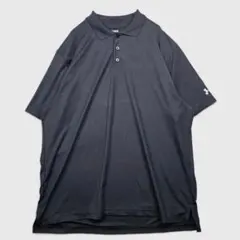 【アンダーアーマー】半袖ポロシャツ 2XL 黒 ルーズ 大きめ 古着【A509】