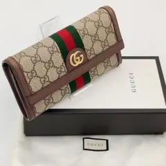 未使用】GUCCI 長財布 GG インターロッキング シマ キャンバス 白
