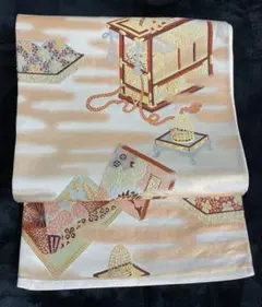 高級　洒落帯　袋帯　♢ 正絹　フォーマル　刺繍　金糸　古典柄　328