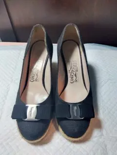 Ferragamo ブラックエスパドリーユハイヒール