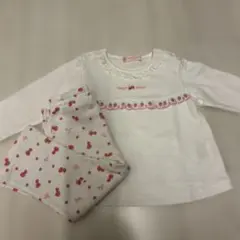 メゾピアノ いちご柄長袖Ｔシャツとパンツセット 80㎝