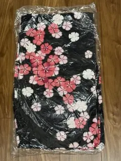 浴衣　黒ピンク花柄 帯あり