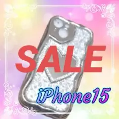 iPhone 15スマホケース　キラキラ　ミラー　韓国　　シルバー　鏡付　個性的