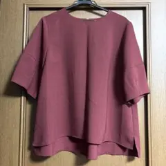 オペークドットクリップ　ワインレッド　半袖ブラウス サイズ38/M