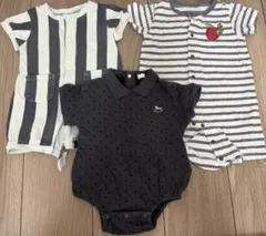 ロンパースセット（ストライプ・ボーダー・ドット・黒） はらぺこあおむし 70