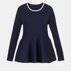 ♡新品未使用PLSTネイビー リブ編み 長袖カットソー♡