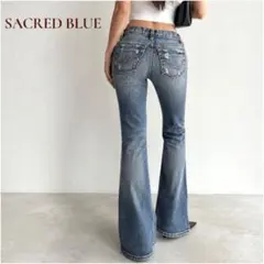 SACRED BLUE ダメージフレアデニム ジーンズ クラッシュ 25 W72のサムネイル