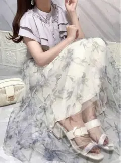 GRL 花柄シフォンフレアスカート